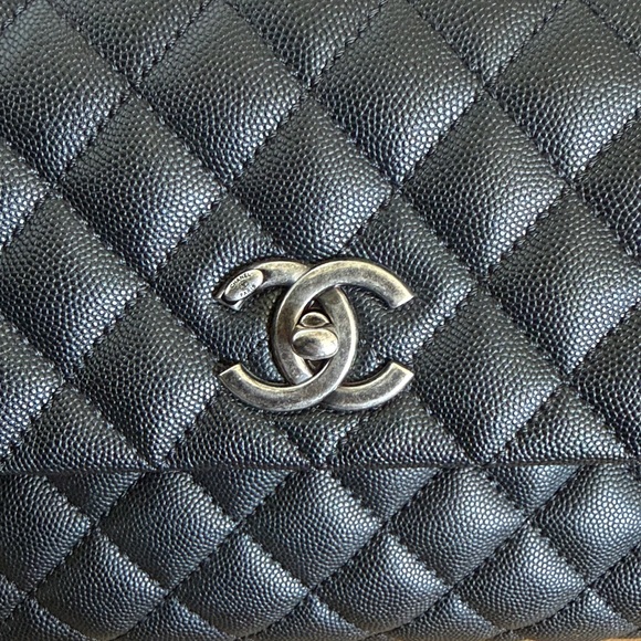 Chanel Black Quilted Handbag small coco handle - Picture 4 of 6